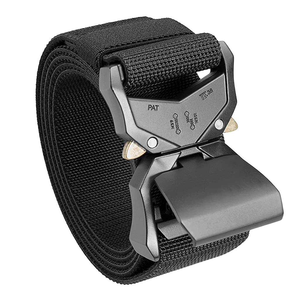 GUSTAVE Tactical Belt for Men Military Hiking Rigger Belt 49.2'' Nylon Web Work Belt with Heavy Duty Aluminum Alloy Quick Release Buckle - Black GUSTAVE Tactical Belt for Men Military Hiking Rigger Belt 49.2'' Nylon Web Work Belt with Heavy Duty Aluminum Alloy Quick Release Buckle - Black